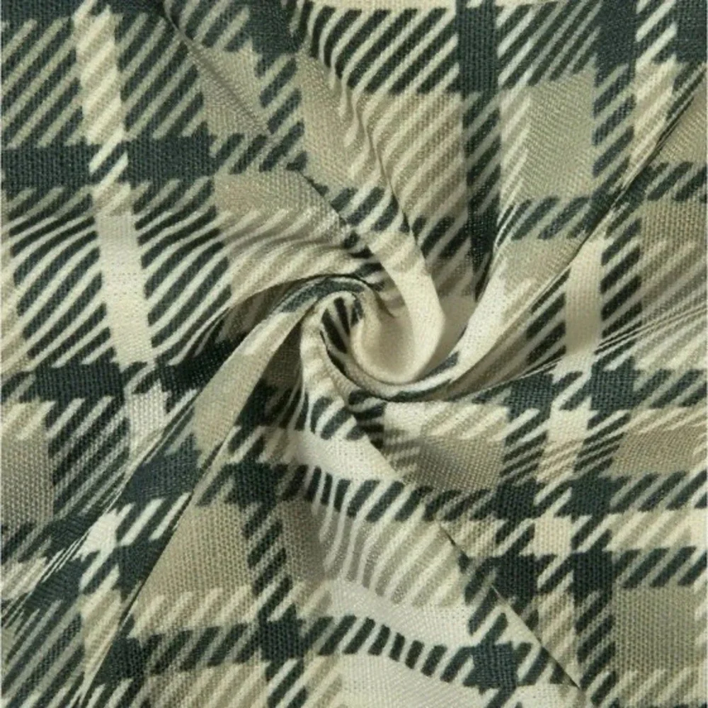 Sara Le Linen Latte Plaid Print Pinch Pleat Curtain Unlined (2)Panels 26